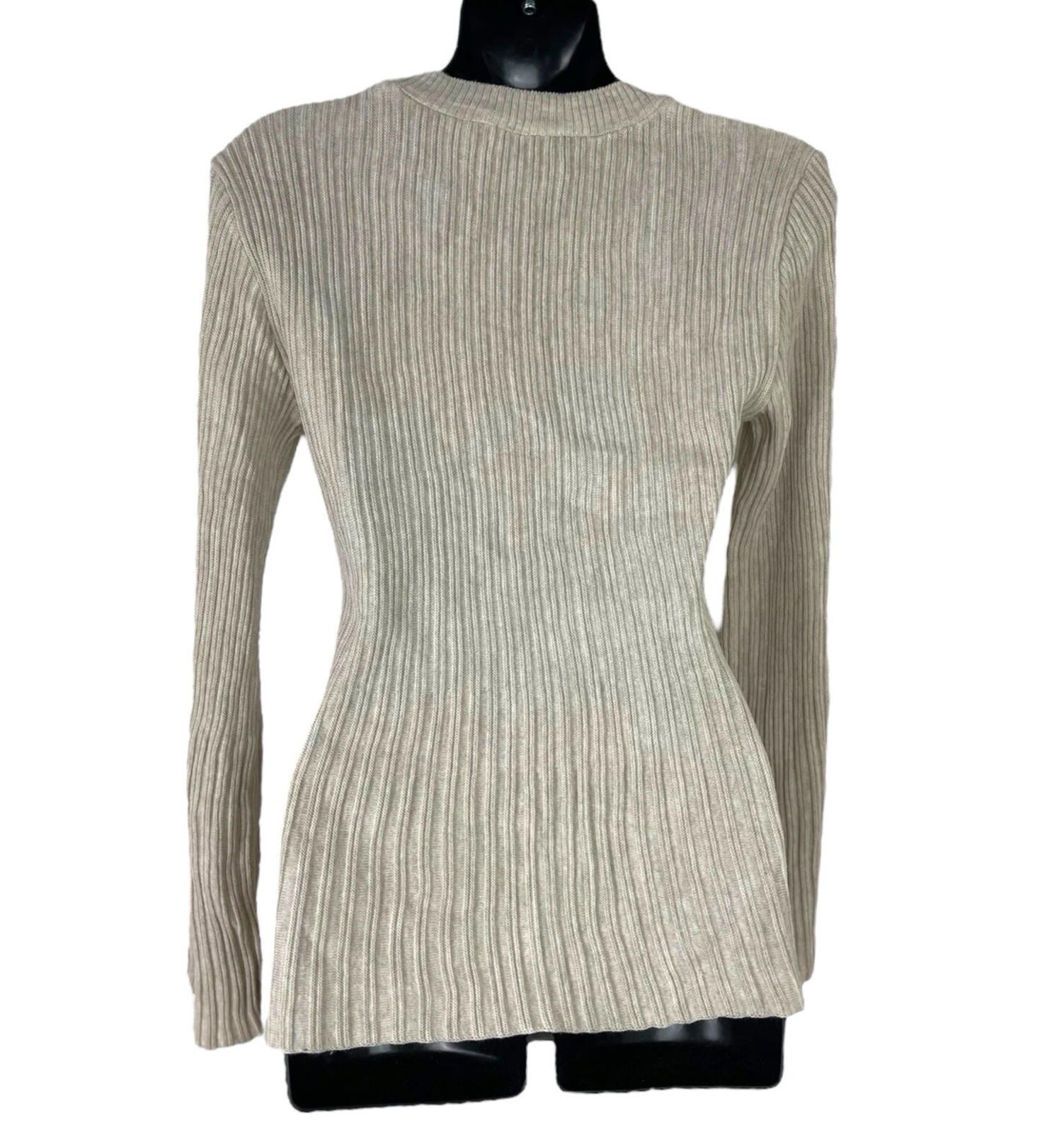 New Look Beige Ribbed Long Sleeve Knit Jumper Top Women’s UK Size S