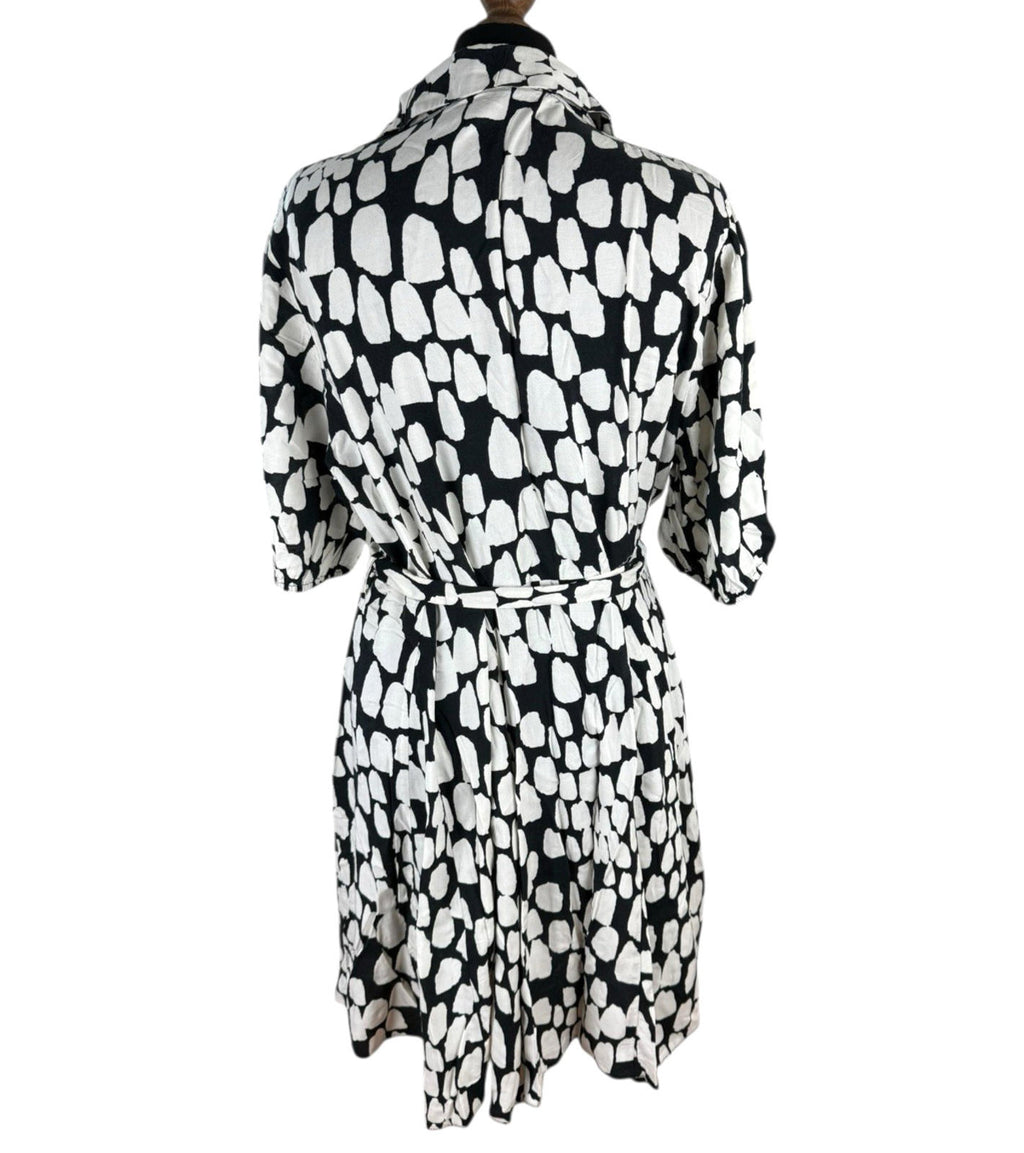 New Look Abstract Print Mini Shirt Dress Women’s UK Size 18 Belted Knee Length