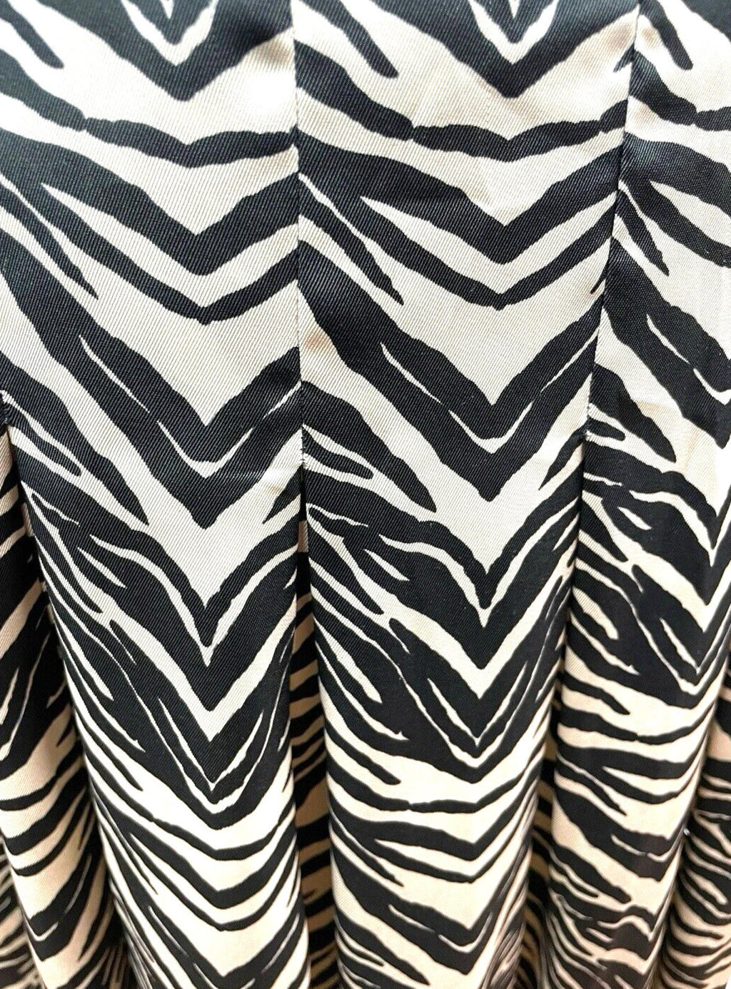 George Pleated Midi Skirt Women’s UK Size 12 Black & Beige Animal Chevron Print