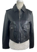 Stradivarius Black Faux Leather Jacket Mid Length Women’s UK Size S