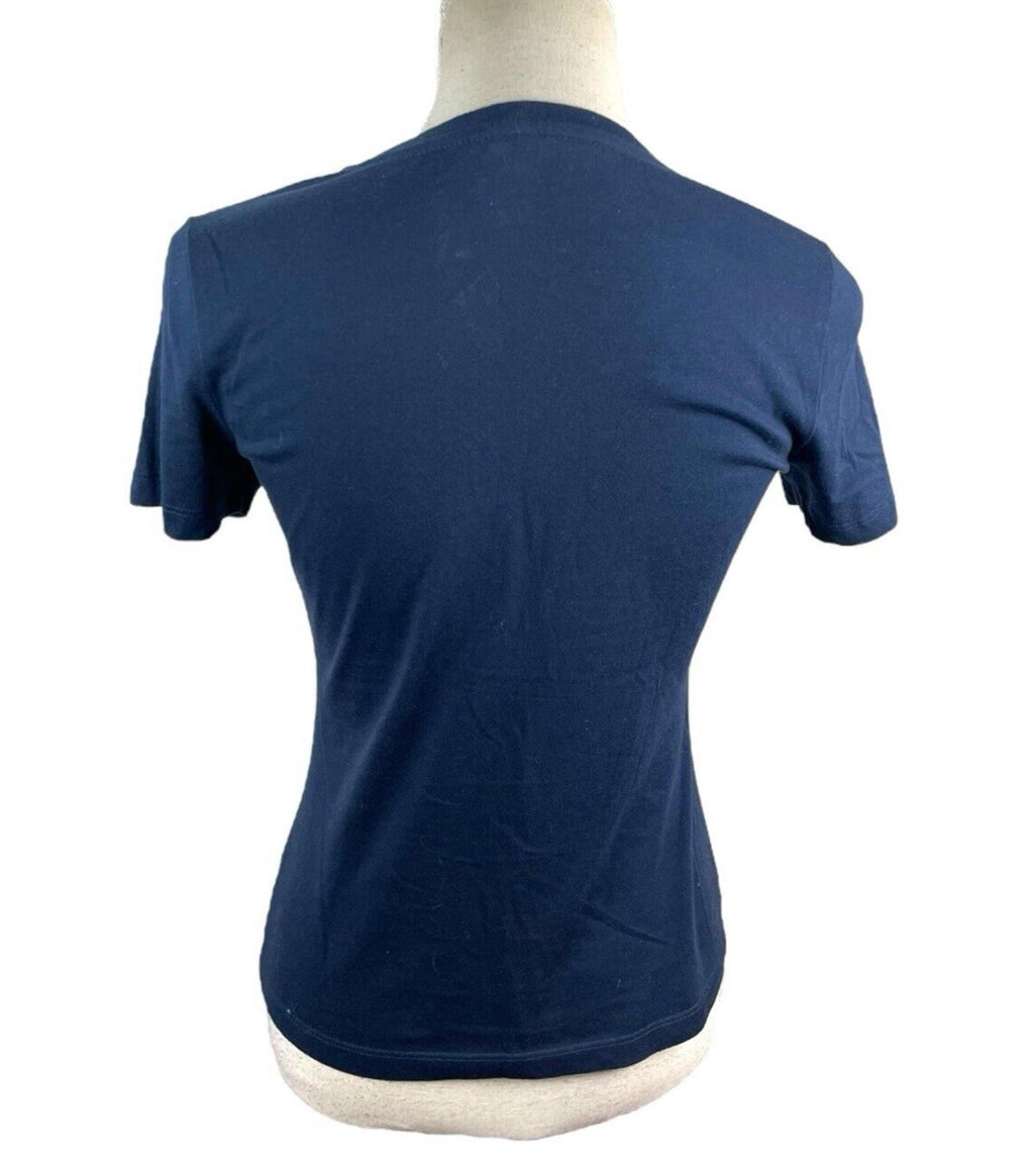 Brooks Brothers T-Shirt Blue 100% Cotton Logo Women’s UK Size XS