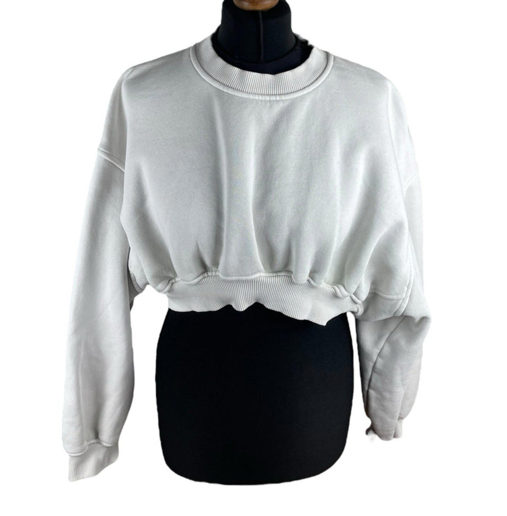 Zara Beige Cropped Sweater Jumper Crew Neck Women’s UK Size S