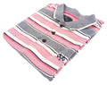 BHS Striped Polo Shirt Men's UK Size M Pink Grey 100% Cotton Embroidered Logo