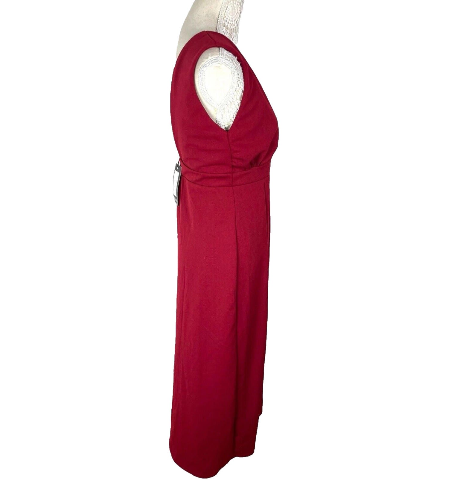 Nasty Gal Dress Red Long Deep Plunge Side Slit Women’s UK Size 8