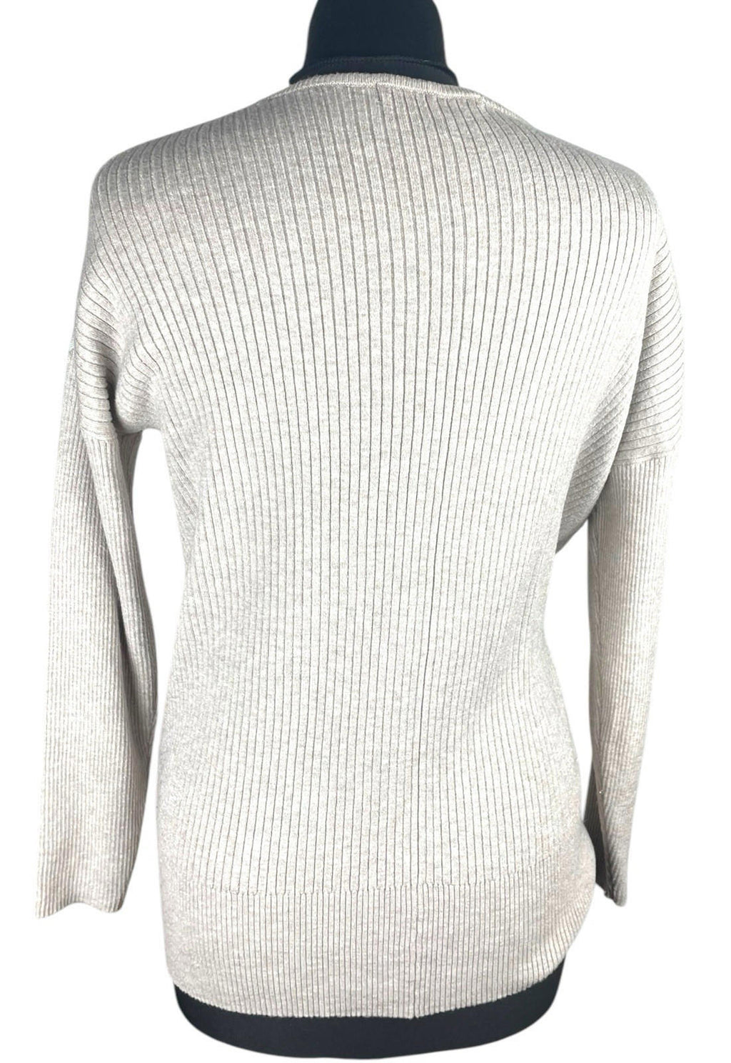 George Beige Ribbed Thin Jumper V Neck Women’s UK Size S