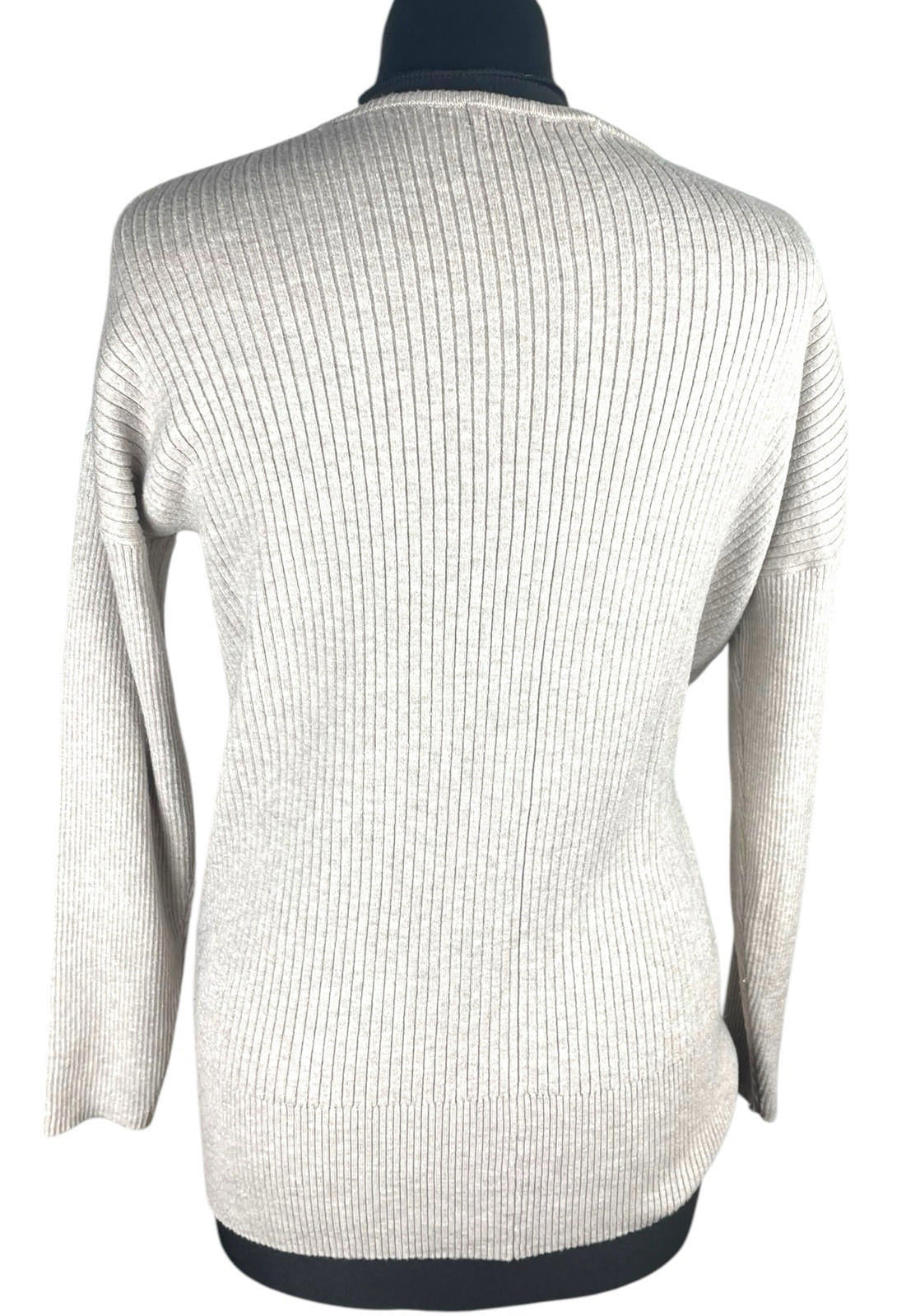 George Beige Ribbed Thin Jumper V Neck Women’s UK Size S