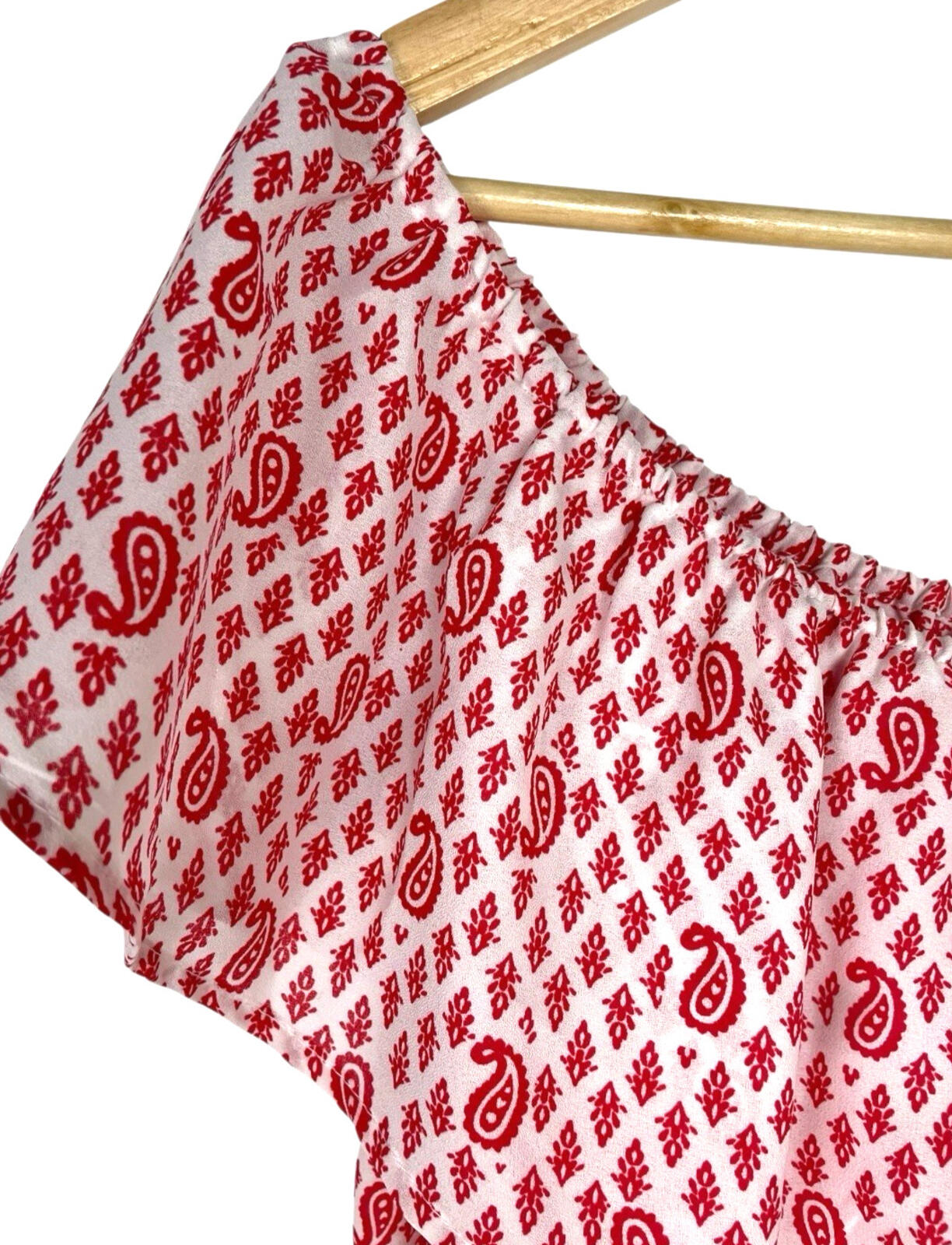 Atmosphere Blouse Off Shoulder Top Women’s UK Size 14 Paisley Print White Red
