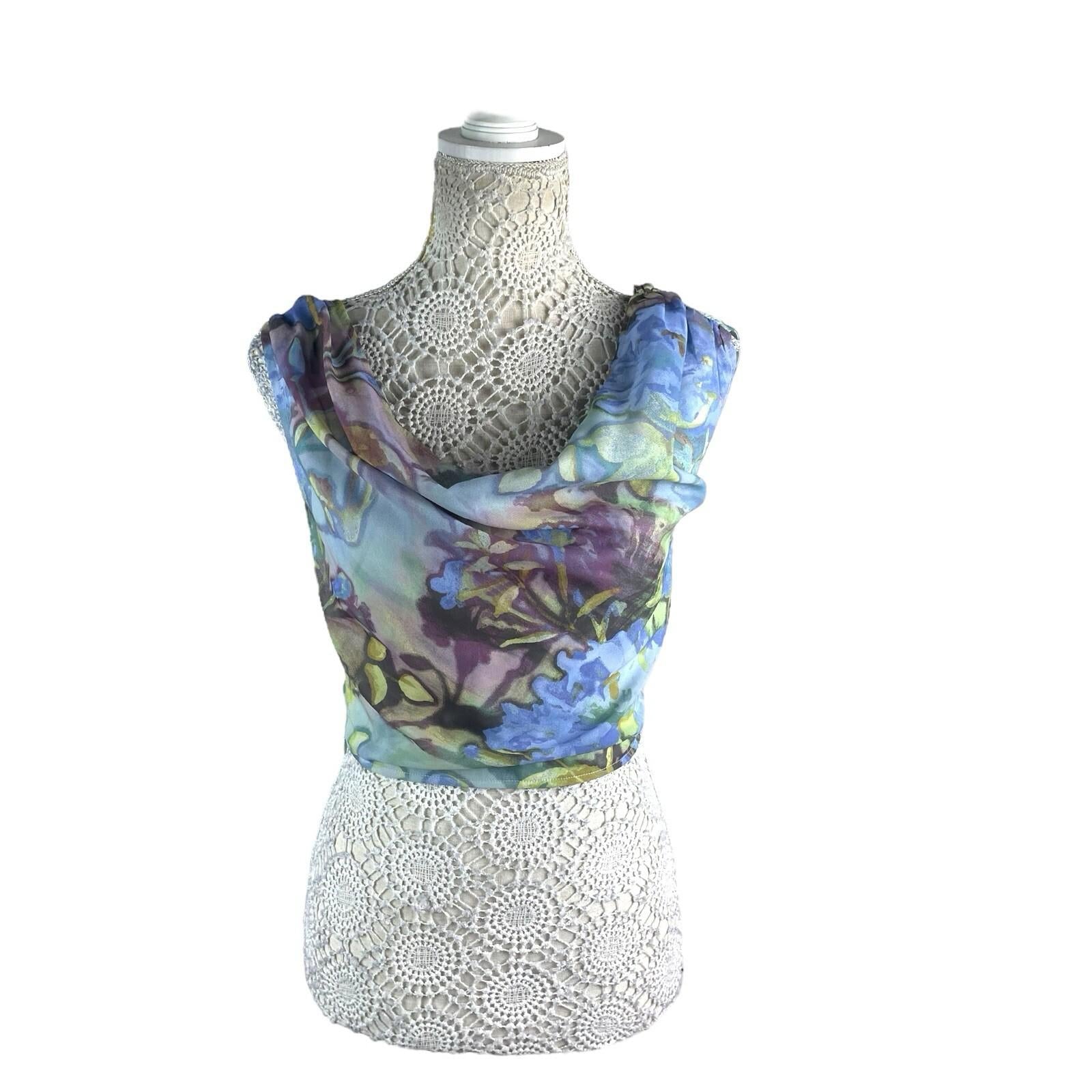 Pretty Little Thing Cowl Neck Crop Top Women’s UK Size 8 Ruffle Shoulders Lined