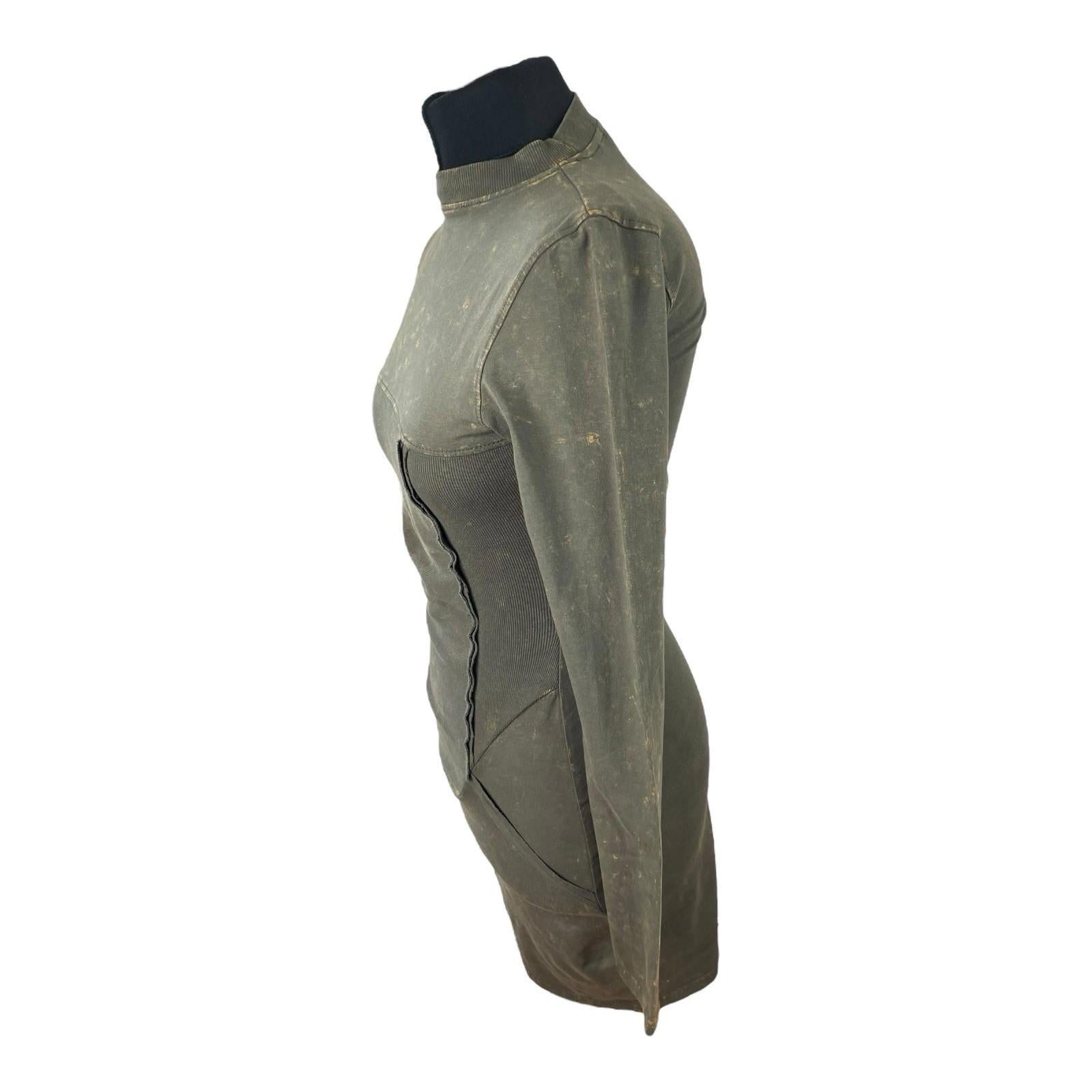 Pretty Little Thing Green Grunge Bodycon Dress High Neck Mini Women’s UK Size 8