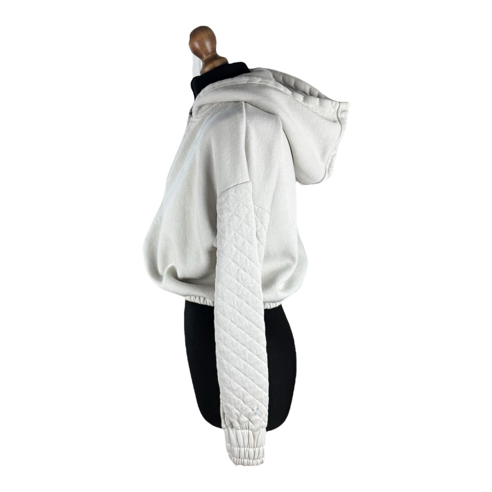 Holyfield Beige Cropped Hoodie Zip Front Quilted Arm Girls UK Age 14-15