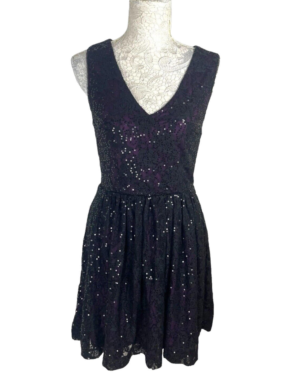 Oasis Sequin Dress Black & Purple Women’s UK Size S (8-10)