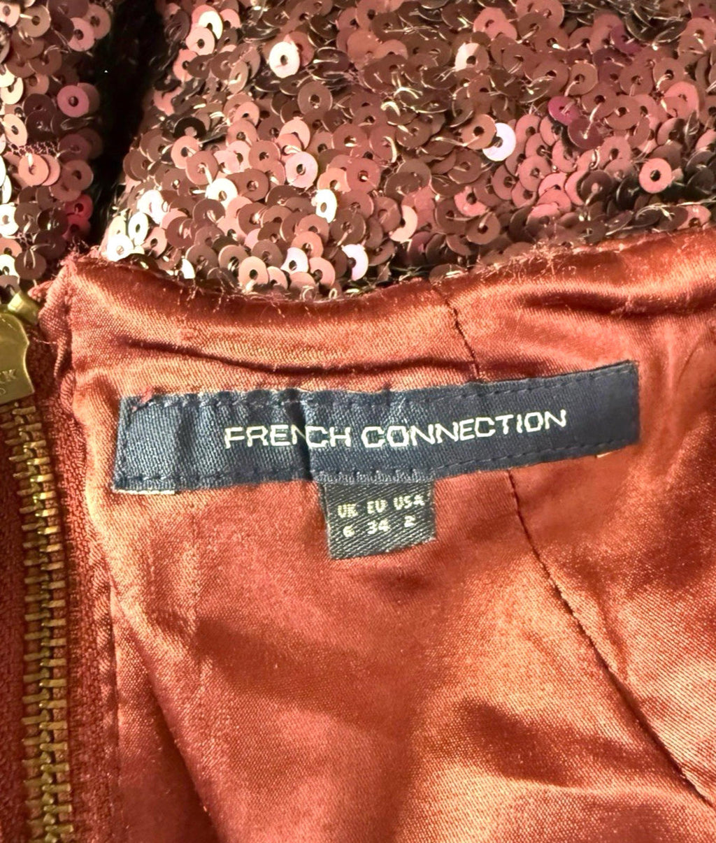 French Connection Deep Purple Sequin Mini Dress Women’s UK Size 6