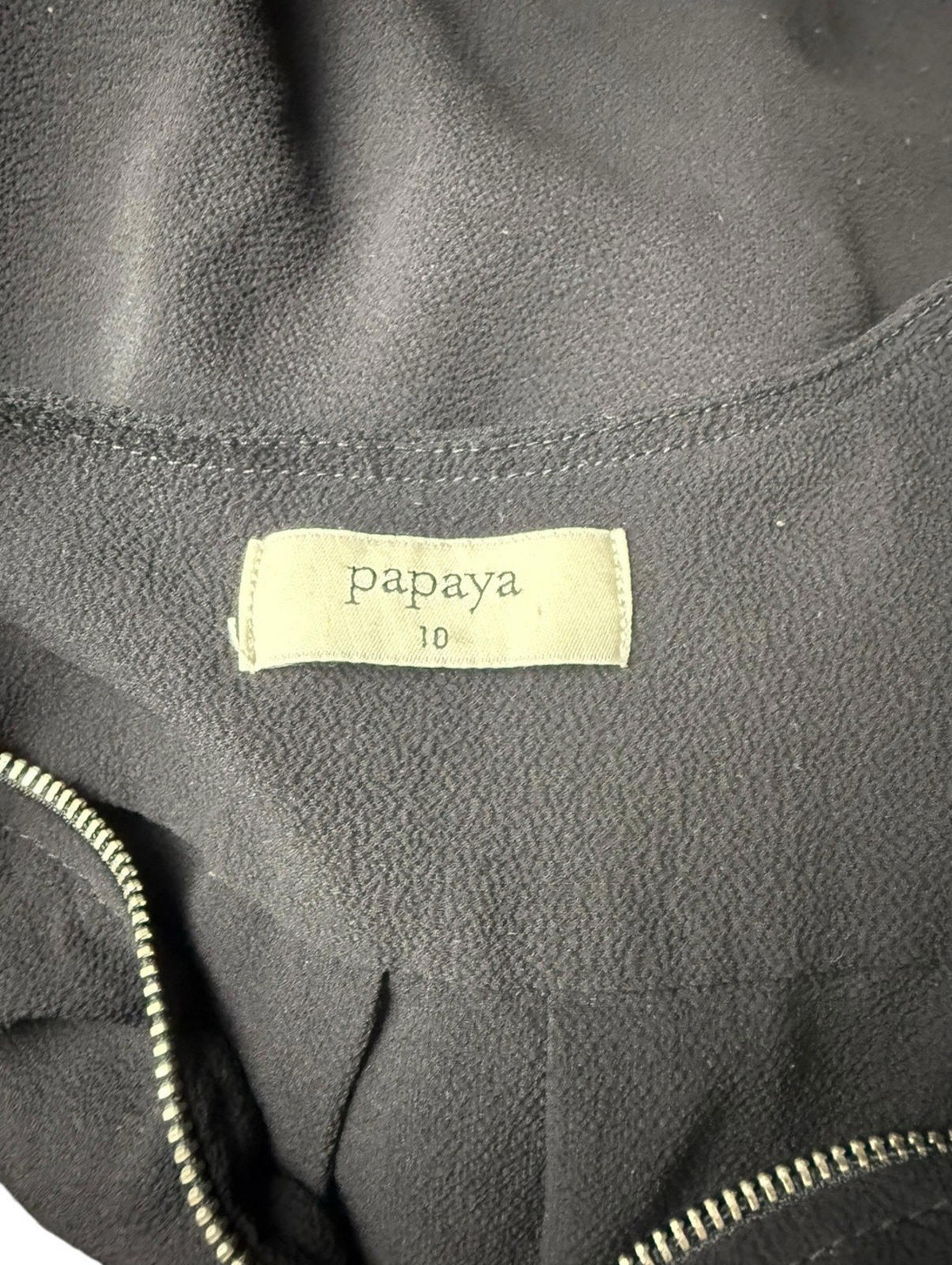 Papaya Black Long Top 1/4 Zip Short Sleeve Lightweight Women’s UK Size 10