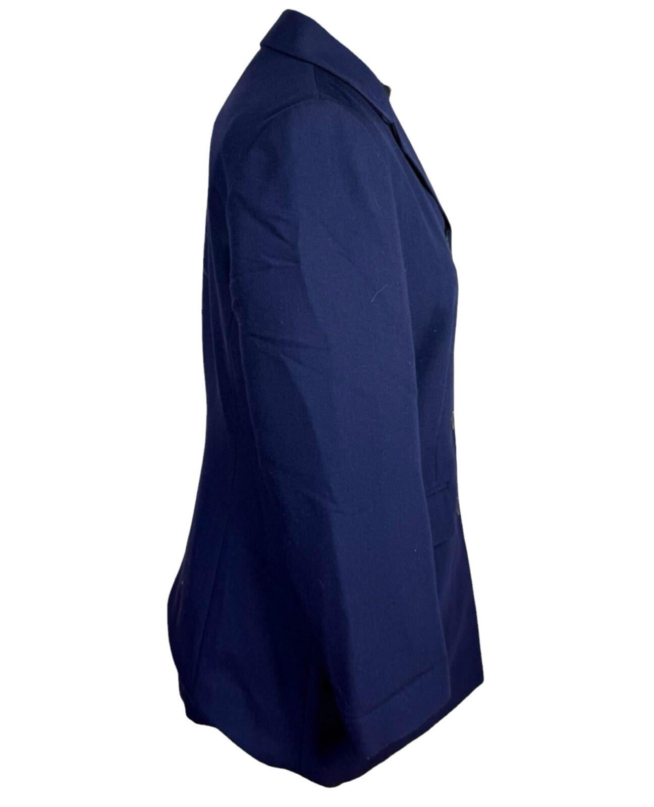 Essentials Blazer Jacket Women’s UK Size 12 Mid Length Navy Blue Collared