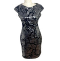 Amy Childs Black Midi Dress Silver Sequin Leaf Detail Women's UK Size 14