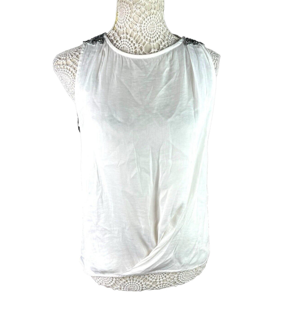 Zara White Vest Top Embezzled Shoulder Women’s UK Size S