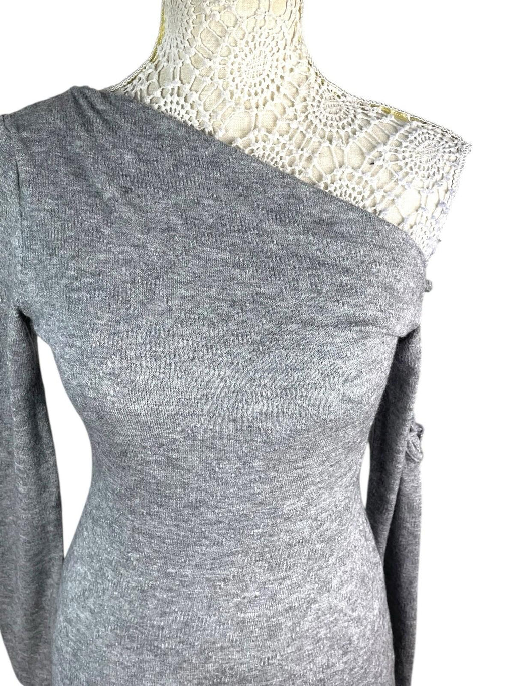 Figa Grey Knit Soft Touch One Shoulder Maxi Dress Women’s UK Size 8