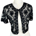 Quiz Sheer Lace Black Cropped Cardigan Floral Mesh Women’s UK Size S
