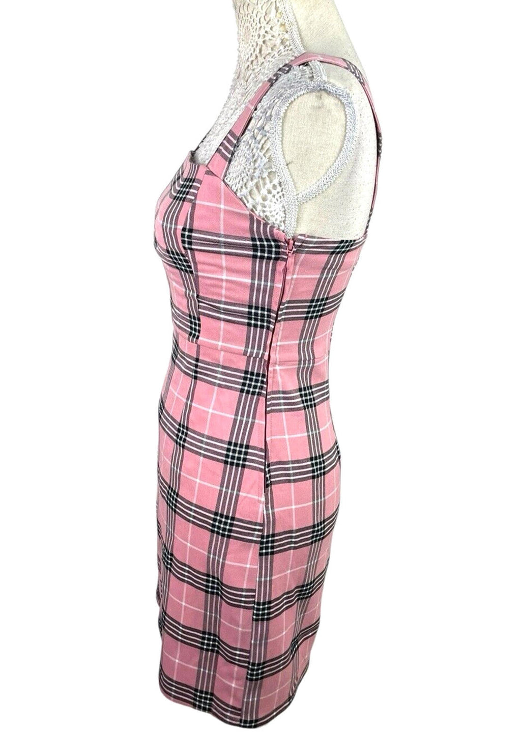 Divided Mini Dress Pink Check Pinafore Women’s UK Size 8