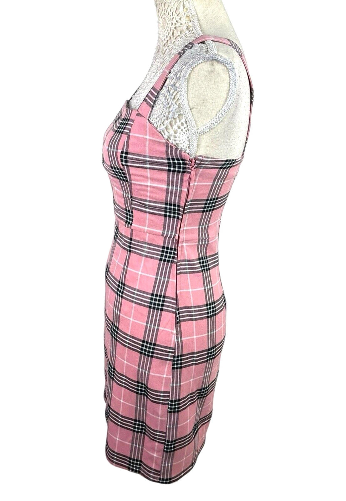 Divided Mini Dress Pink Check Pinafore Women’s UK Size 8