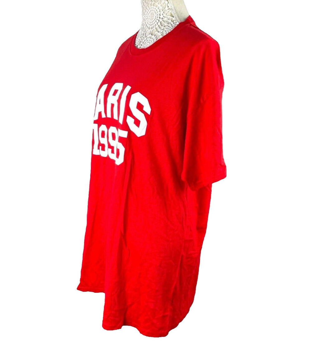 Pretty Little Thing T-Shirt Dress Red Paris Print Women’s UK Size M