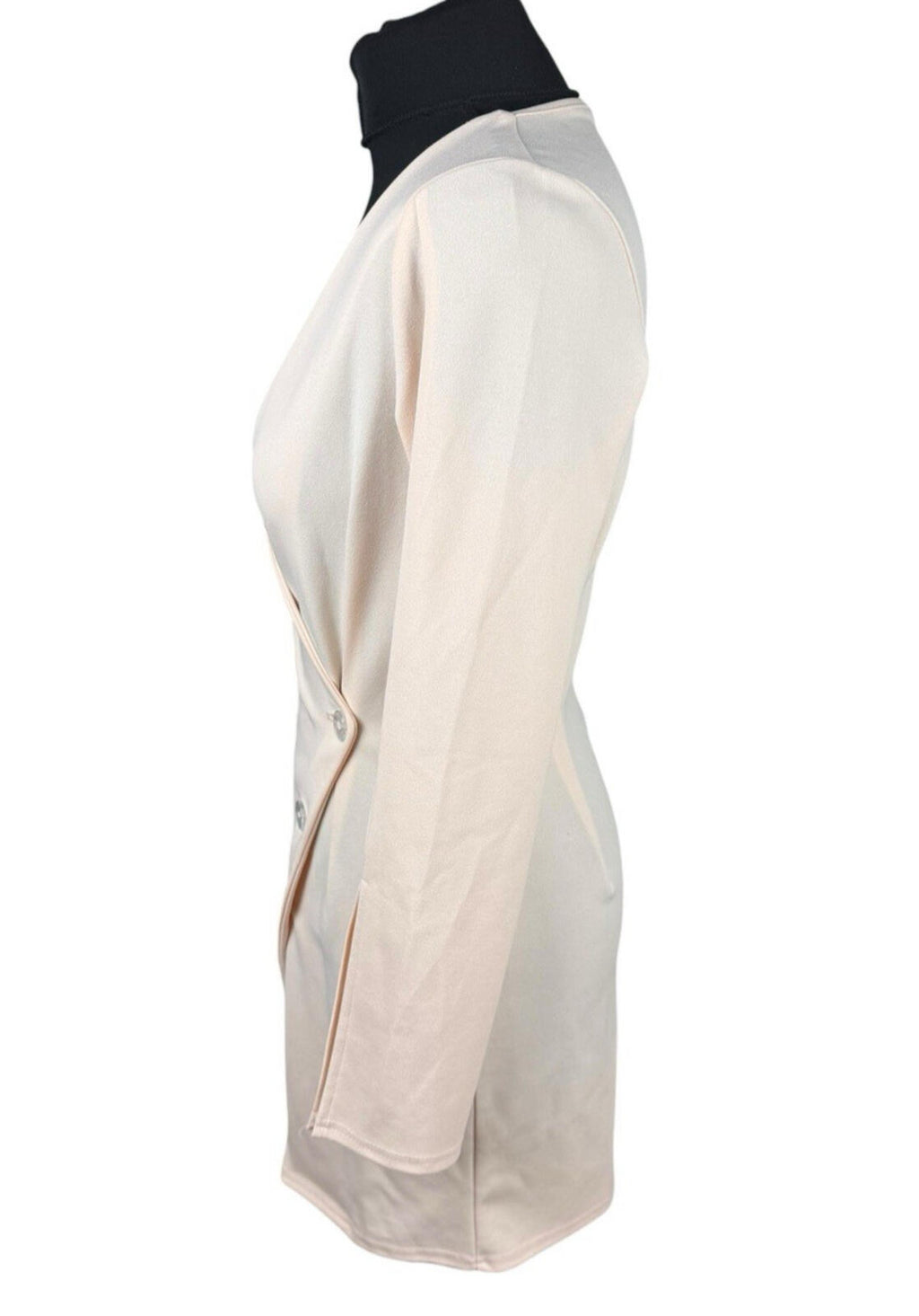 Inxs Bodycon Blazer Dress Women’s UK Size S Low Cut Mini Long Sleeve Pale Pink