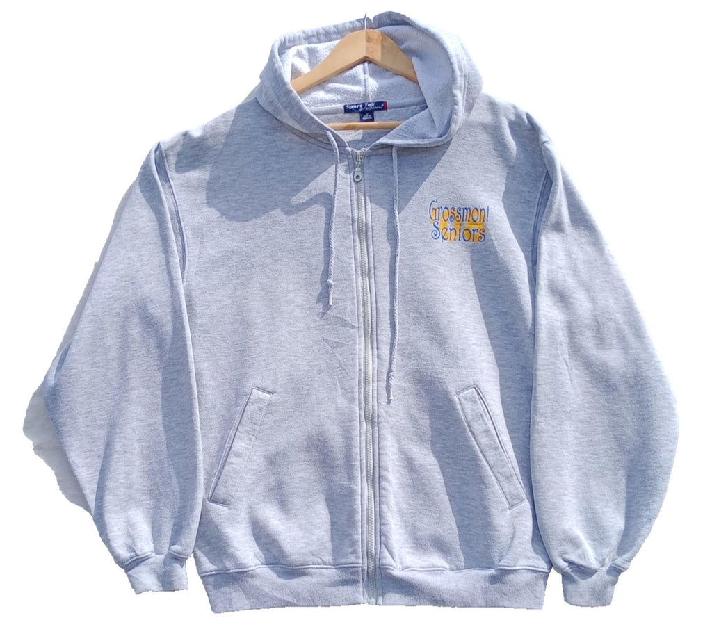 USA High School Seniors Hoodie Men's UK Size M Grey Hooded Pockets Zip Front