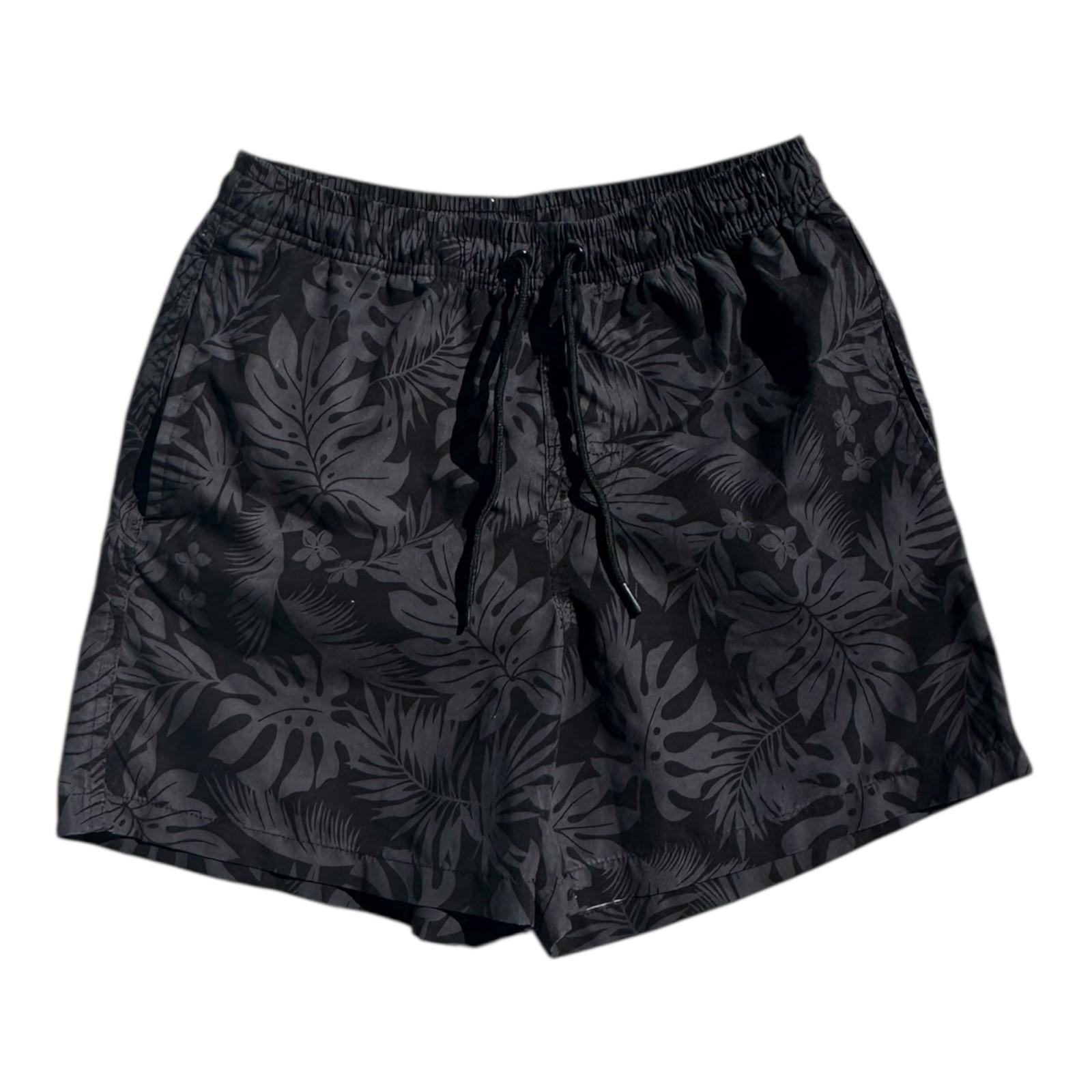 F&F Shorts Men's UK Size S Black Floral Graphic Print Swimming Pool Beach Summer
