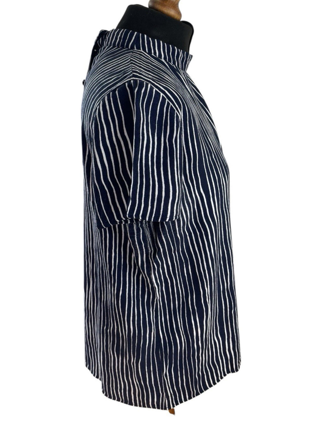 Next Navy Blouse High Neck Striped Lightweight Women’s UK Size 12