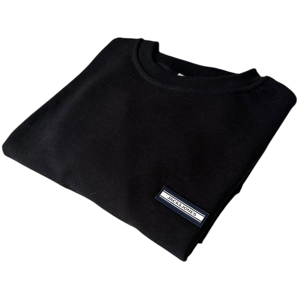 Jack & Jones Jumper Men's UK Size XS Black Rubber Logo Crew Neck