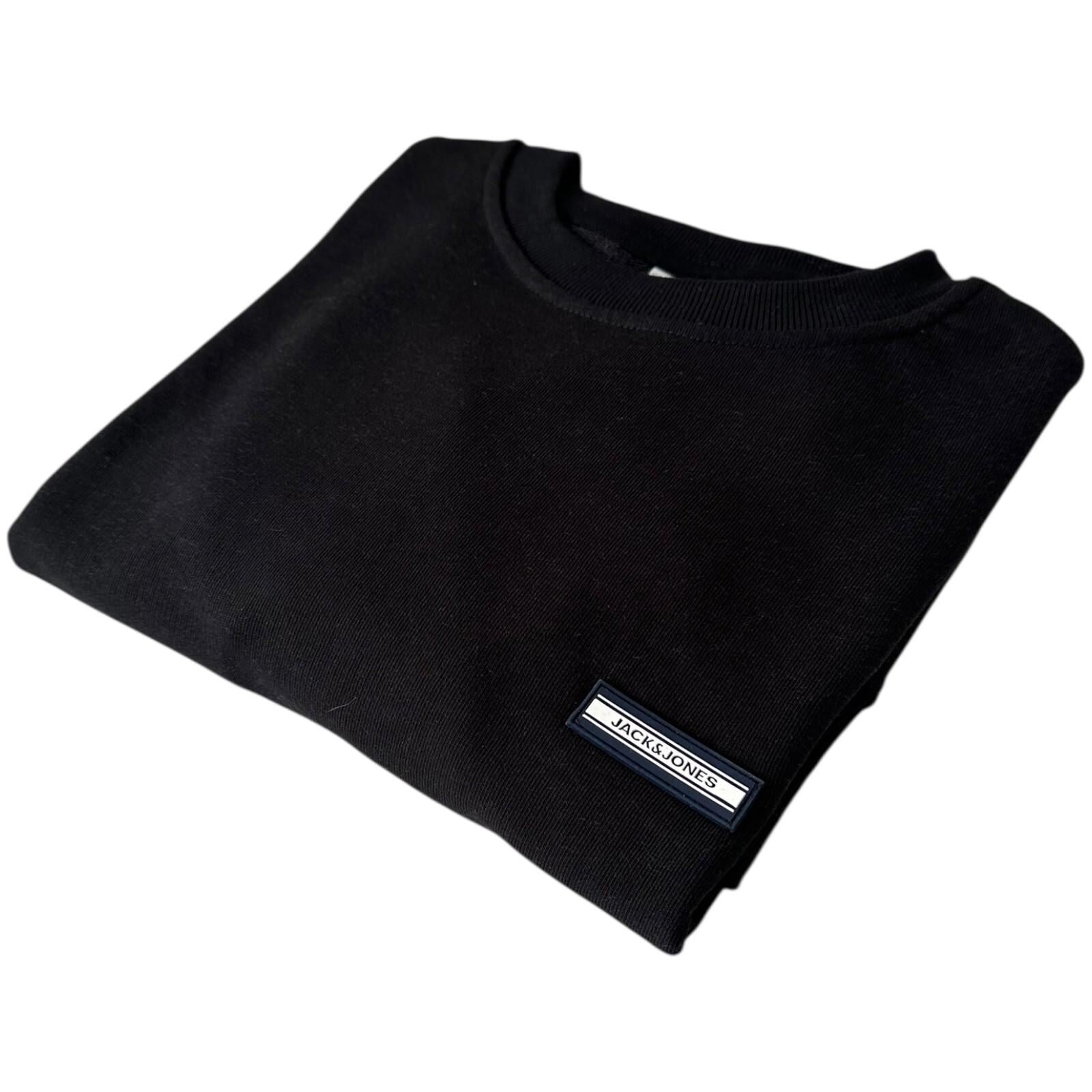 Jack & Jones Jumper Men's UK Size XS Black Rubber Logo Crew Neck