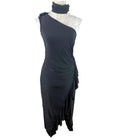 Global Black Midi Dress One Shoulder Collared Occasion Women’s UK Size 8