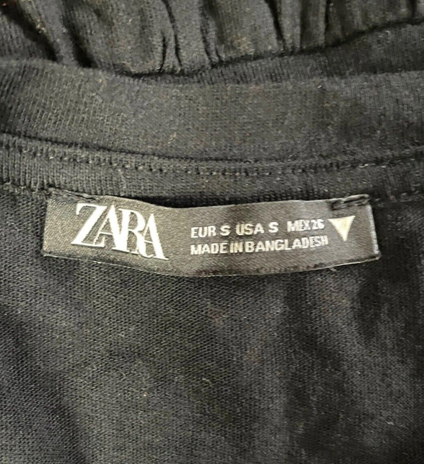 Zara Black Tiered Peplum Top 100% Cotton Women's UK Size S