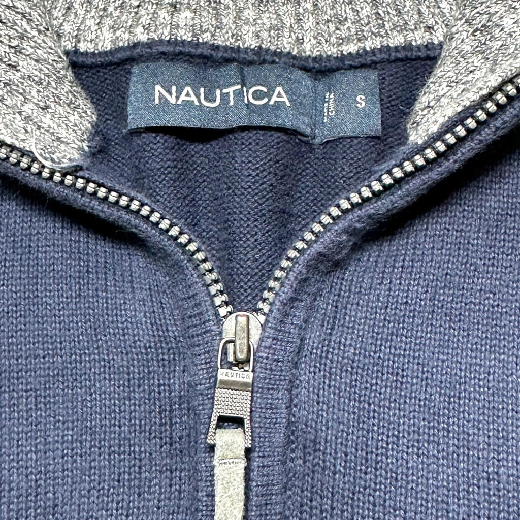 Nautica Jumper Men's UK Size S Blue Long Sleeve 1/4 Zip Embroidered Logo