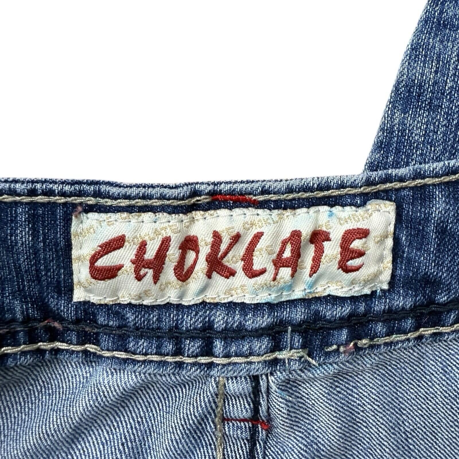 Choklate Faded Jeans Flared Women’s UK Size 18 Studded Vintage Look Blue Denim