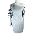 Denovo Mini Dress Grey One Shoulder Long Sleeve Black Bows Women’s UK Size 16