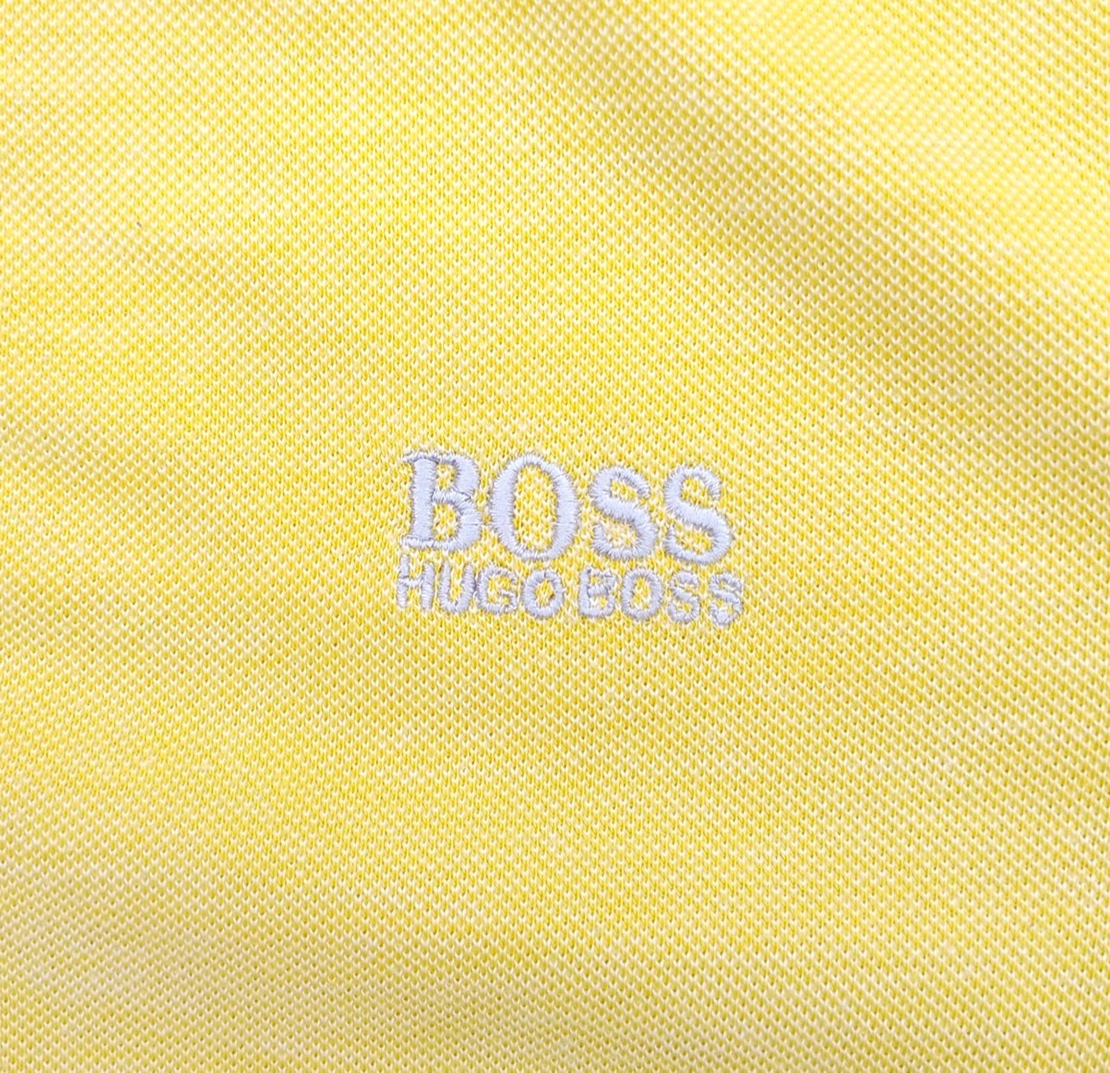Hugo Boss Polo Shirt Men's UK Size L Yellow Short Sleeve 100% Cotton Easy Care