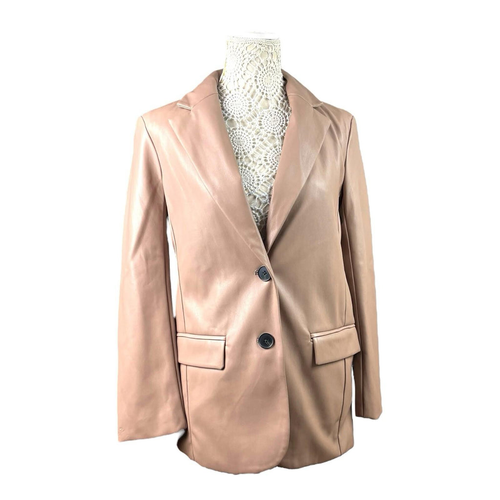 Primark Nude Faux Leather Blazer Jacket Collared Women’s UK Size 6