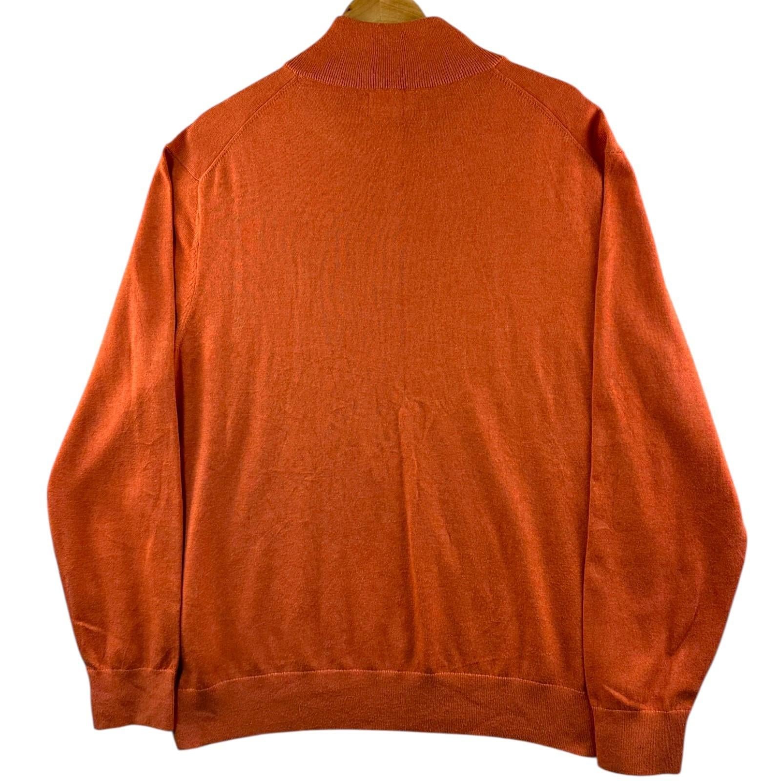 Nautica Knit Jumper Men's UK Size XL Orange Long Sleeve 1/4 Zip Sweater