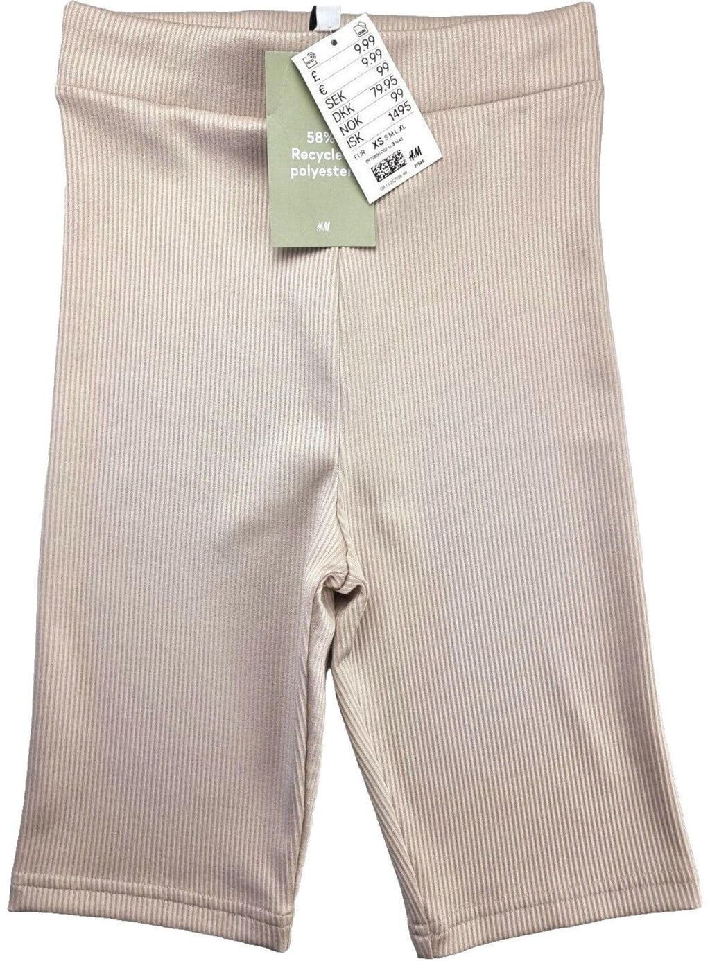 Divided H&M Ribbed Shorts Women''s UK Size XS-S Stretch Seamless Beige