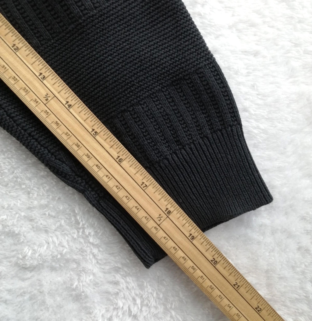Ralph Lauren Chaps 1/4 Zip Ribbed Black Jumper Men's Size XL 100% Cotton