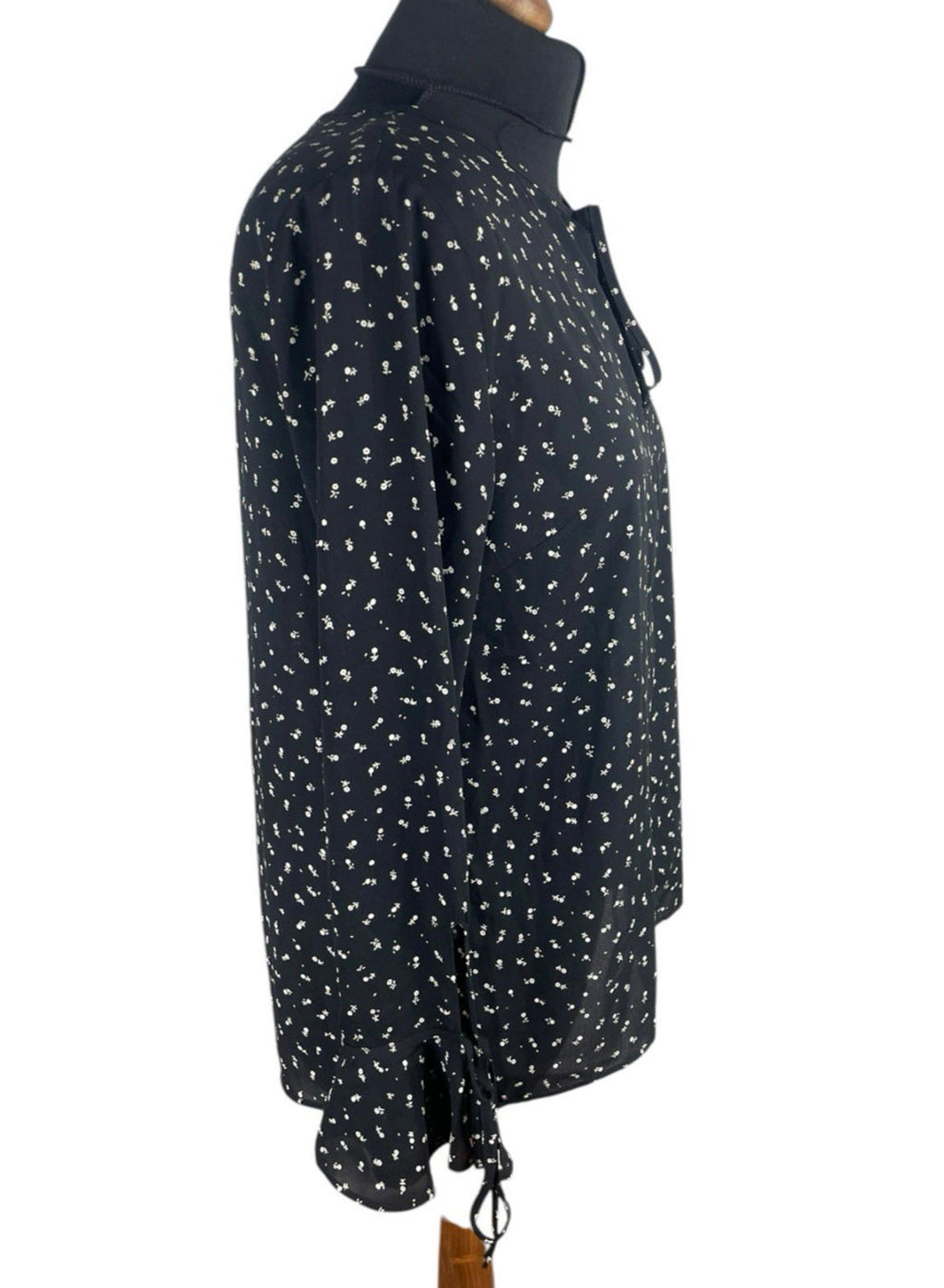 Lumiere Black Floral Blouse Long Sleeve Women’s UK Size S