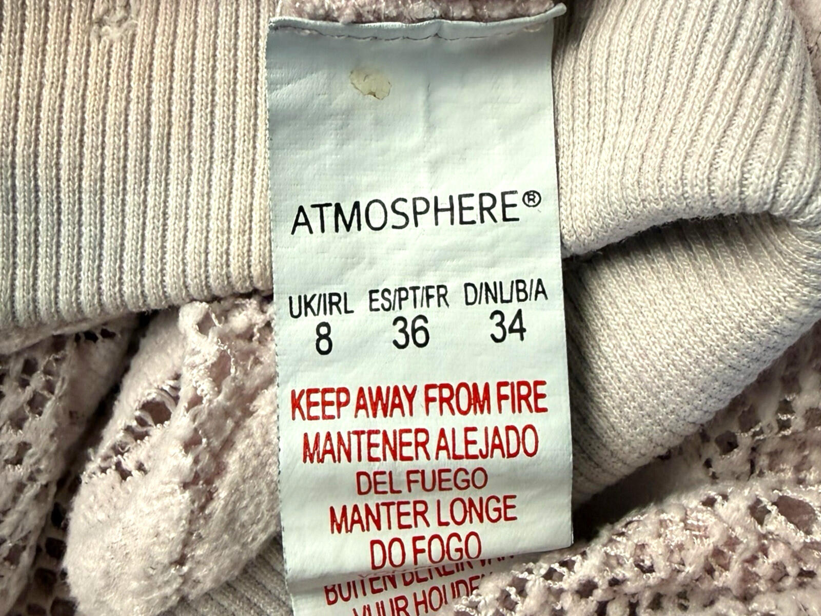 Atmosphere Floral Lace Blouse Top Women’s UK Size 8 Dusky Pink 3/4 Sleeve