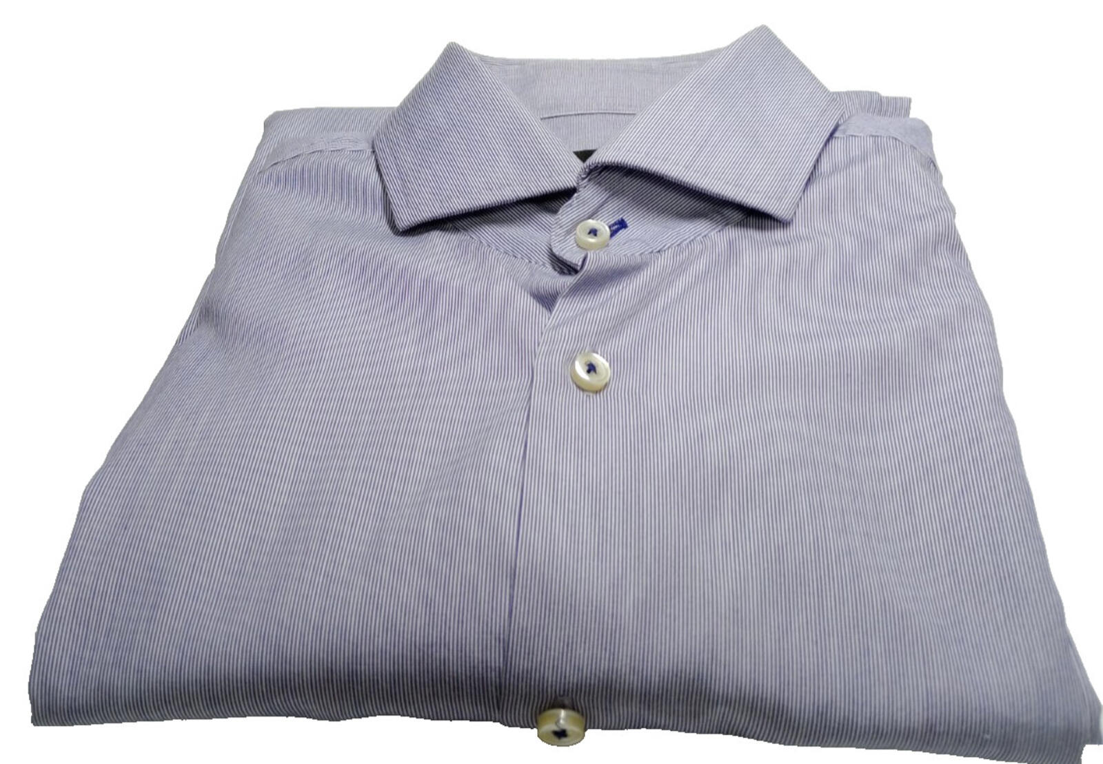 Hugo Boss Shirt Men's UK Size S Blue Stripe 100% Cotton Easy Care Slim Fit
