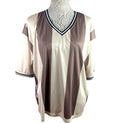 Pretty Little Thing Beige Stripe Football T-Shirt Oversized Women’s UK Size 8