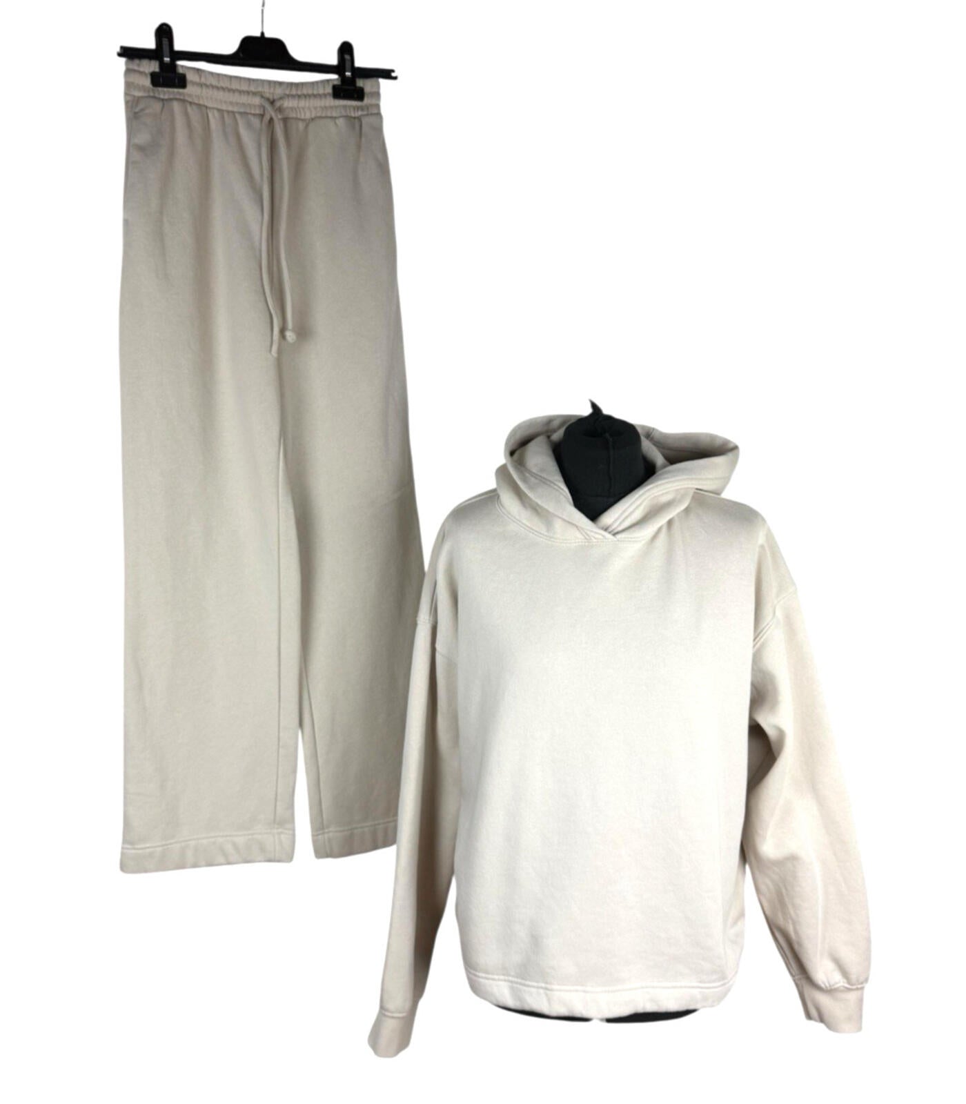 H&M Jersey Co Ord Set Women's UK Size XS Hoodie Jog Pants Beige