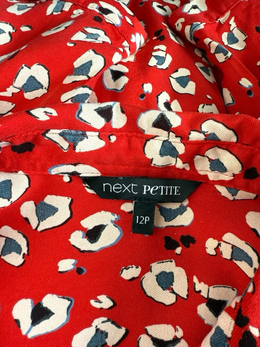Next Petite Red Shirt Blouse Animal Print Women’s UK Size 12 PETITE