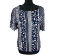 Peacocks Floral Top Navy Pink Crochet Tassled Lightweight Women’s UK Size 10