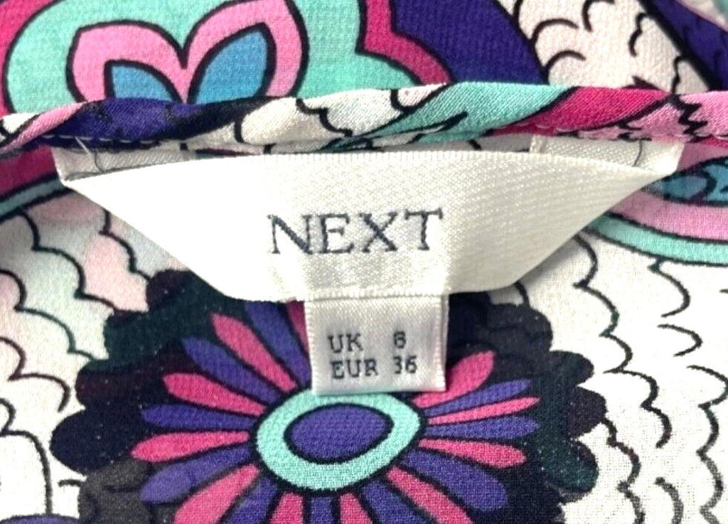 Next Paisley Print Cover Up Mini Dress Women's UK Size 8 V-Neckline Tie Detail