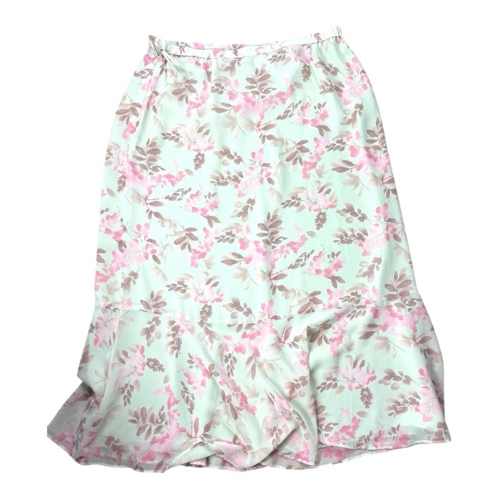 Jacques Vert Pencil Skirt Green Pink Floral Midi Skirt Women’s UK Size 14